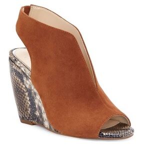 Jessica Simpson Coletta Toasted Tan Lux Kid Suede Wedge Sandals - Size 8.5M